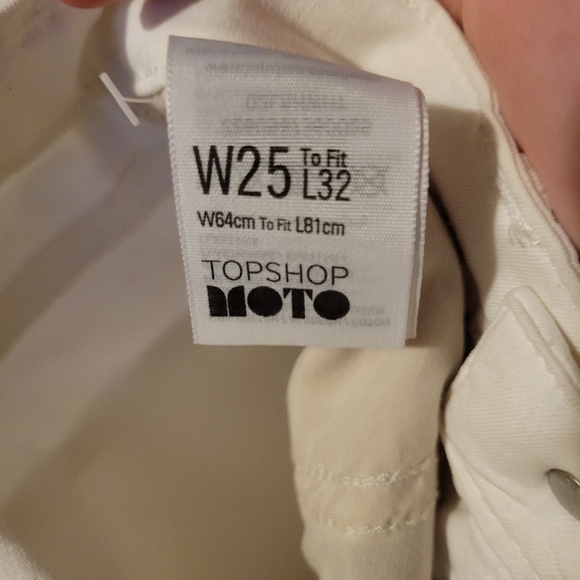 Topshop Moto Leigh White Raw Hem Skinny Jeans Denim Size 25 - Picture 9 of 10